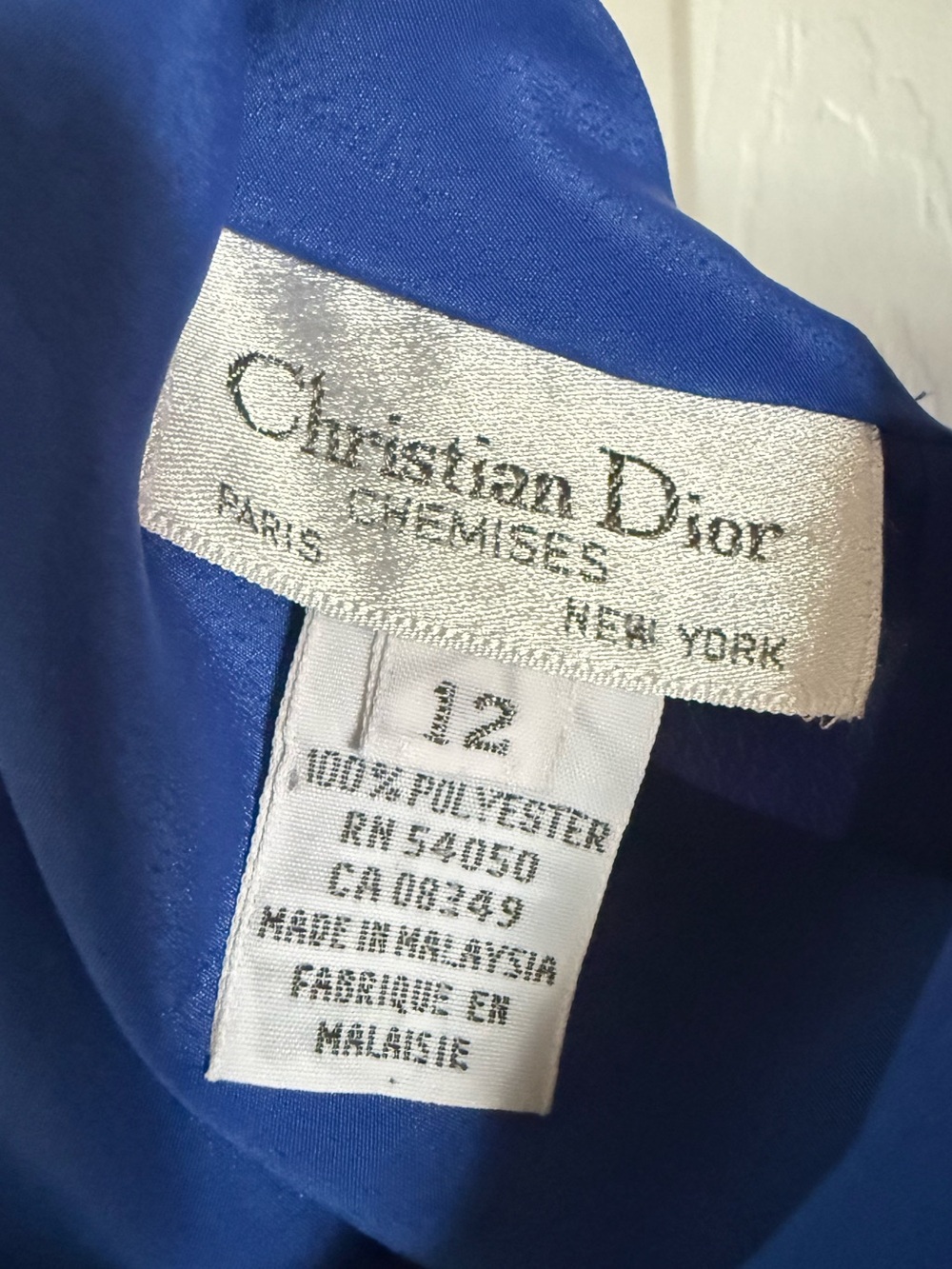 Dior Cobalt Blue Long Sleeve Blouse